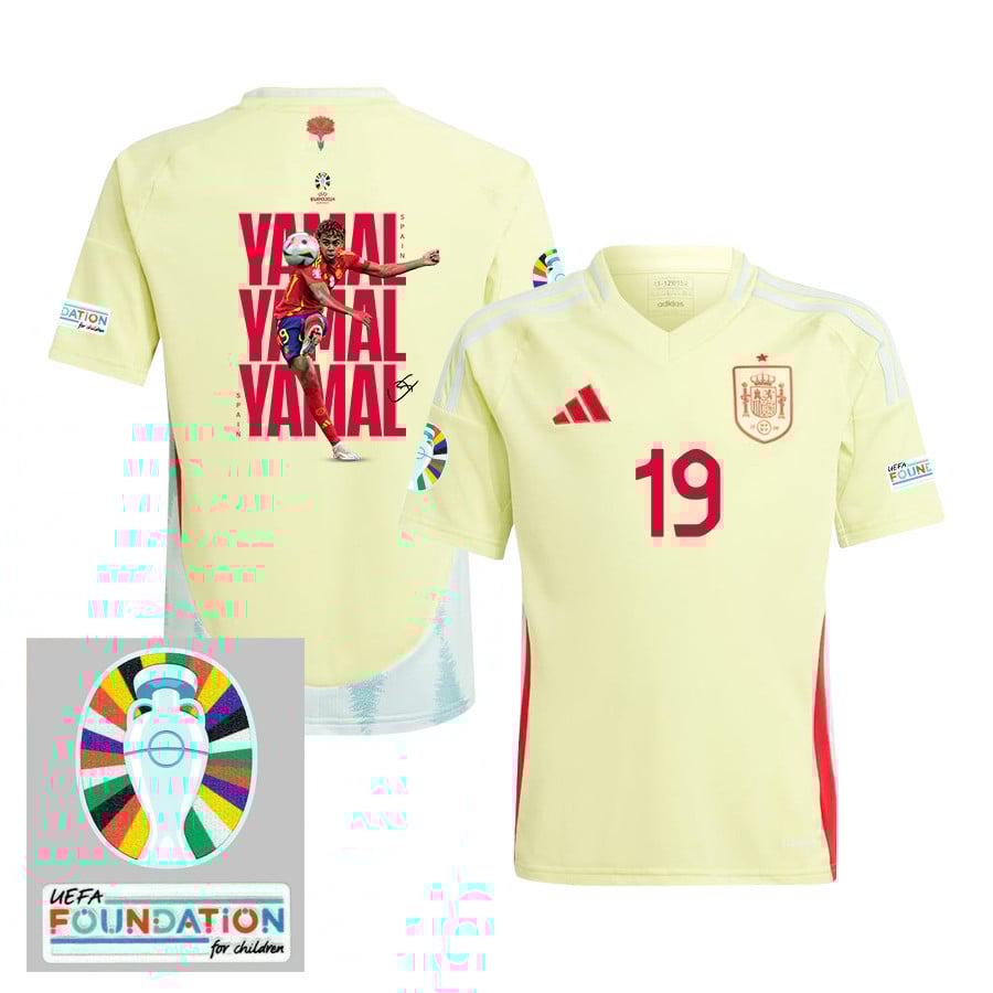 Lamine Yamal 19 Bright Future Spain National Team 2024 Away YOUTH Jersey - Yellow