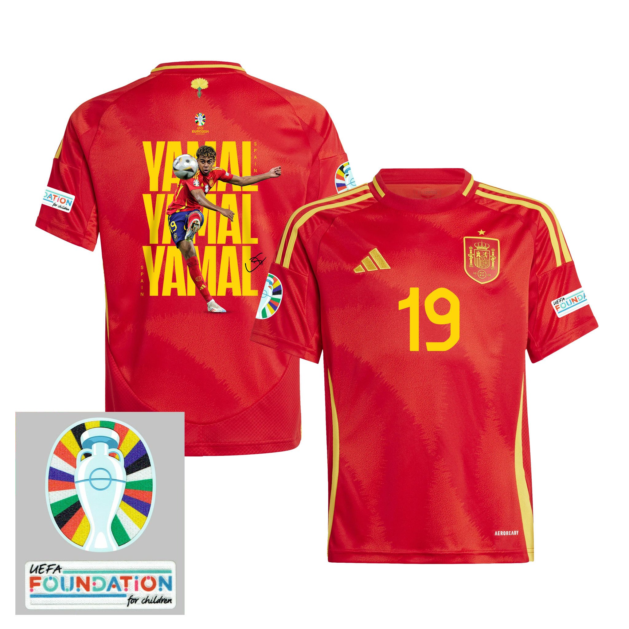 Lamine Yamal 19 Bright Future Spain National Team 2024 Home YOUTH Jersey - Red