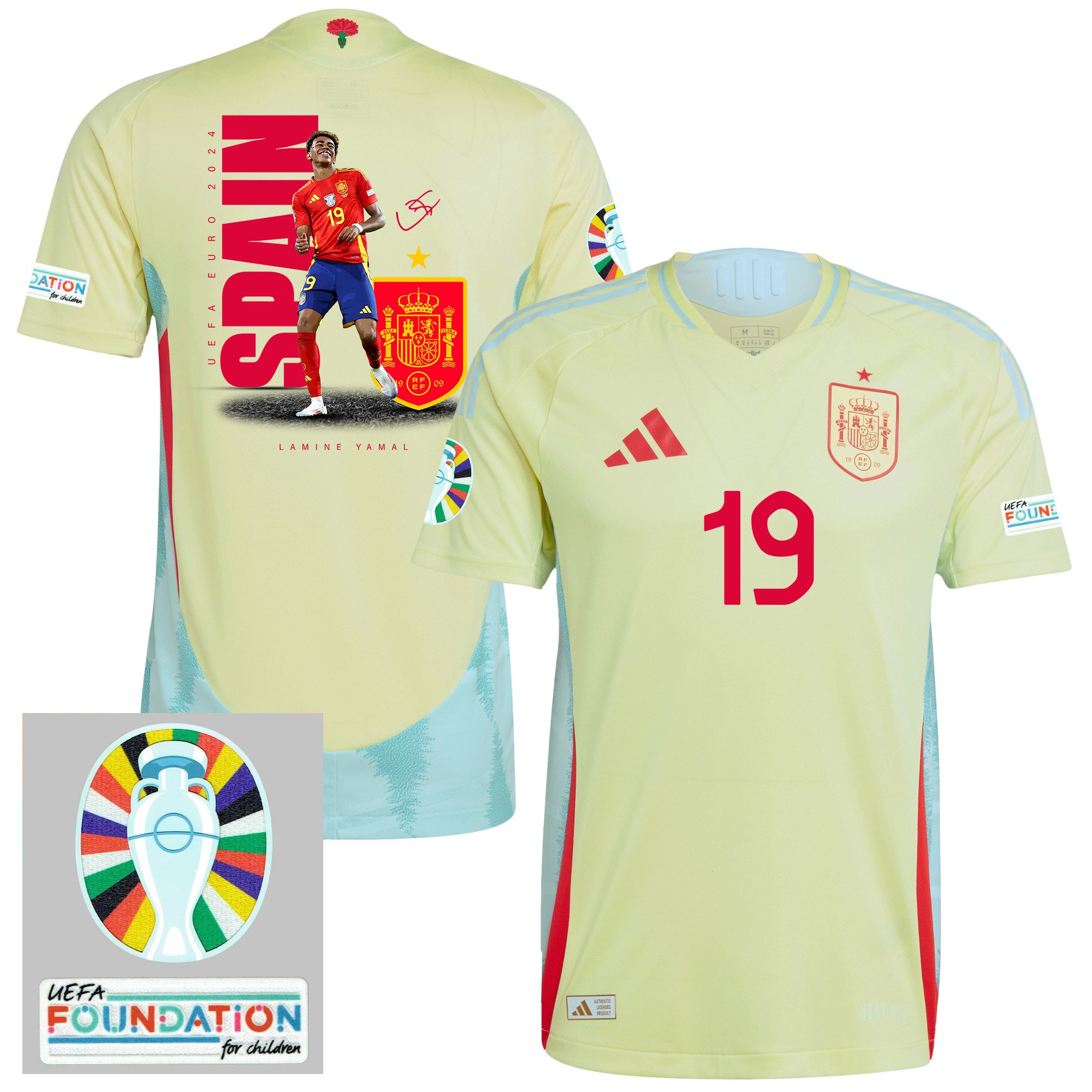 Lamine Yamal 19 Genius Spain National Team 2024 Away Men Jersey - Yellow