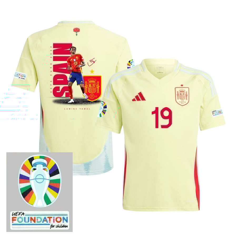 Lamine Yamal 19 Genius Spain National Team 2024 Away YOUTH Jersey - Yellow