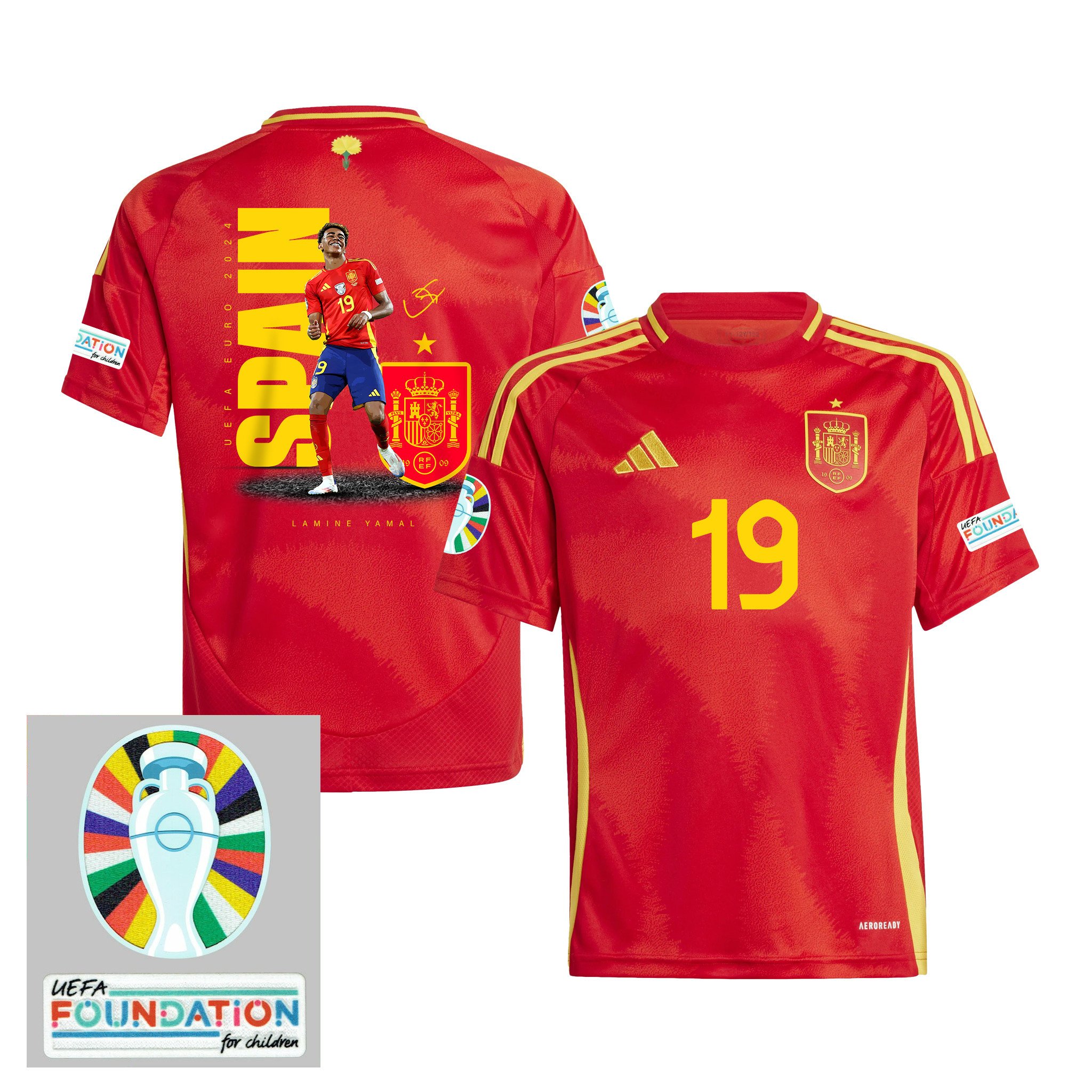 Lamine Yamal 19 Genius Spain National Team 2024 Home YOUTH Jersey - Red