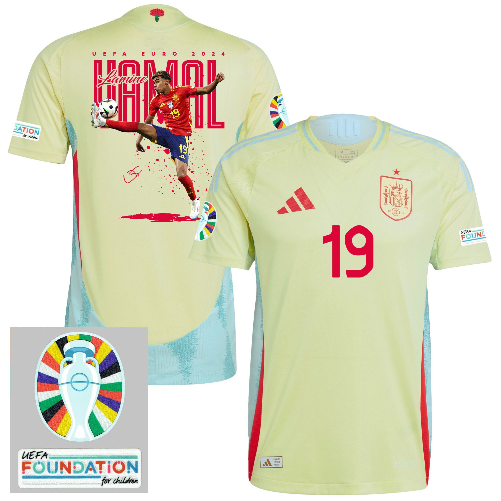 Lamine Yamal 19 Miracle At The Age Of 16 Spain National Team 2024 Away Men Jersey - Yellow