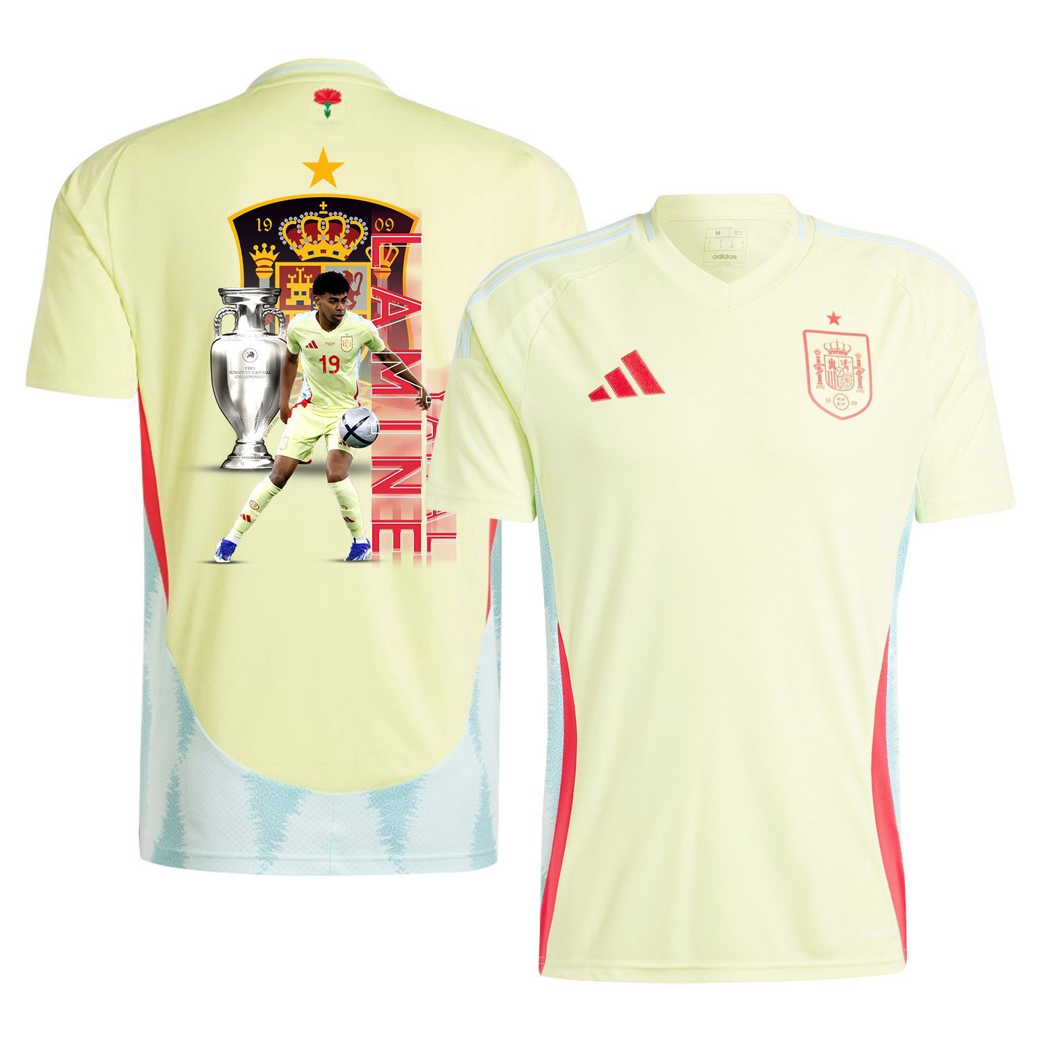 Lamine Yamal 19 Skillful Player Spain National Team 2024/25 Away Jersey - Euro UEFA Patch - Men, Yellow