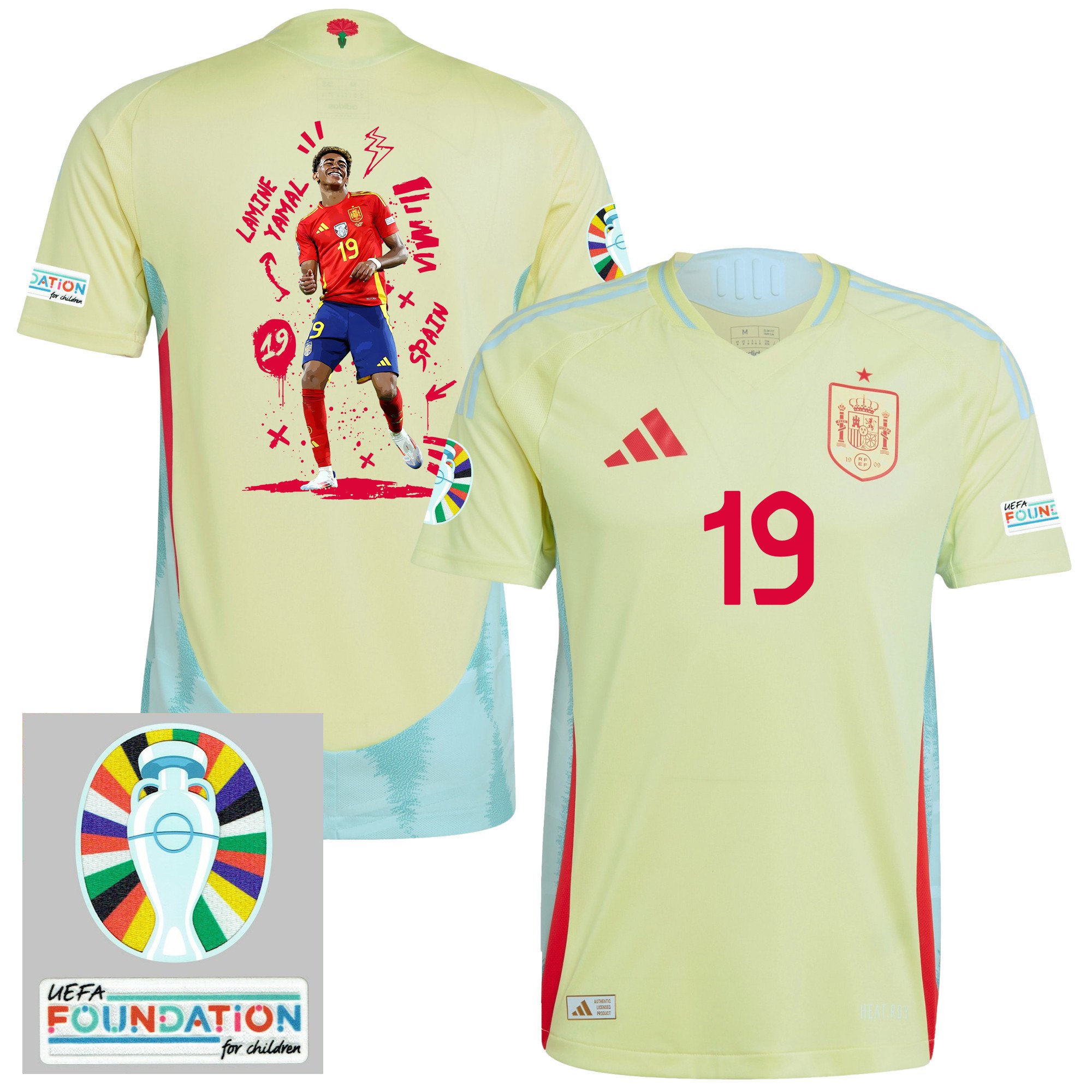 Lamine Yamal 19 Spanish Star Spain National Team 2024 Away Men Jersey - Yellow