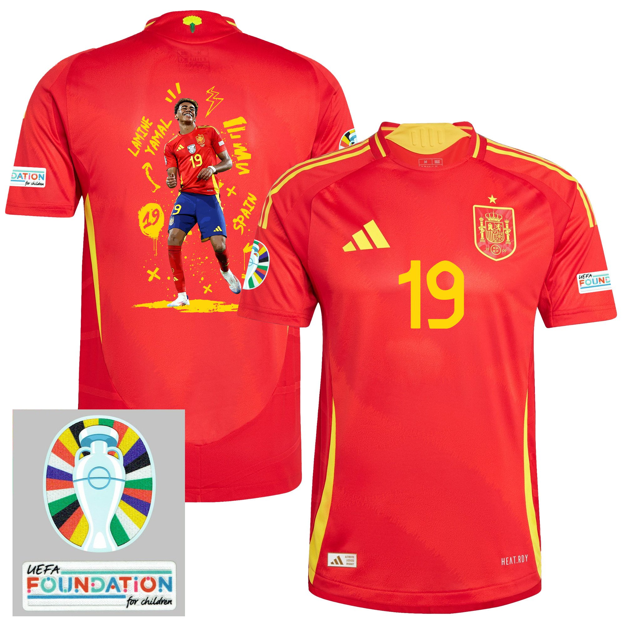 Lamine Yamal 19 Spanish Star Spain National Team 2024 Home Men Jersey - Red