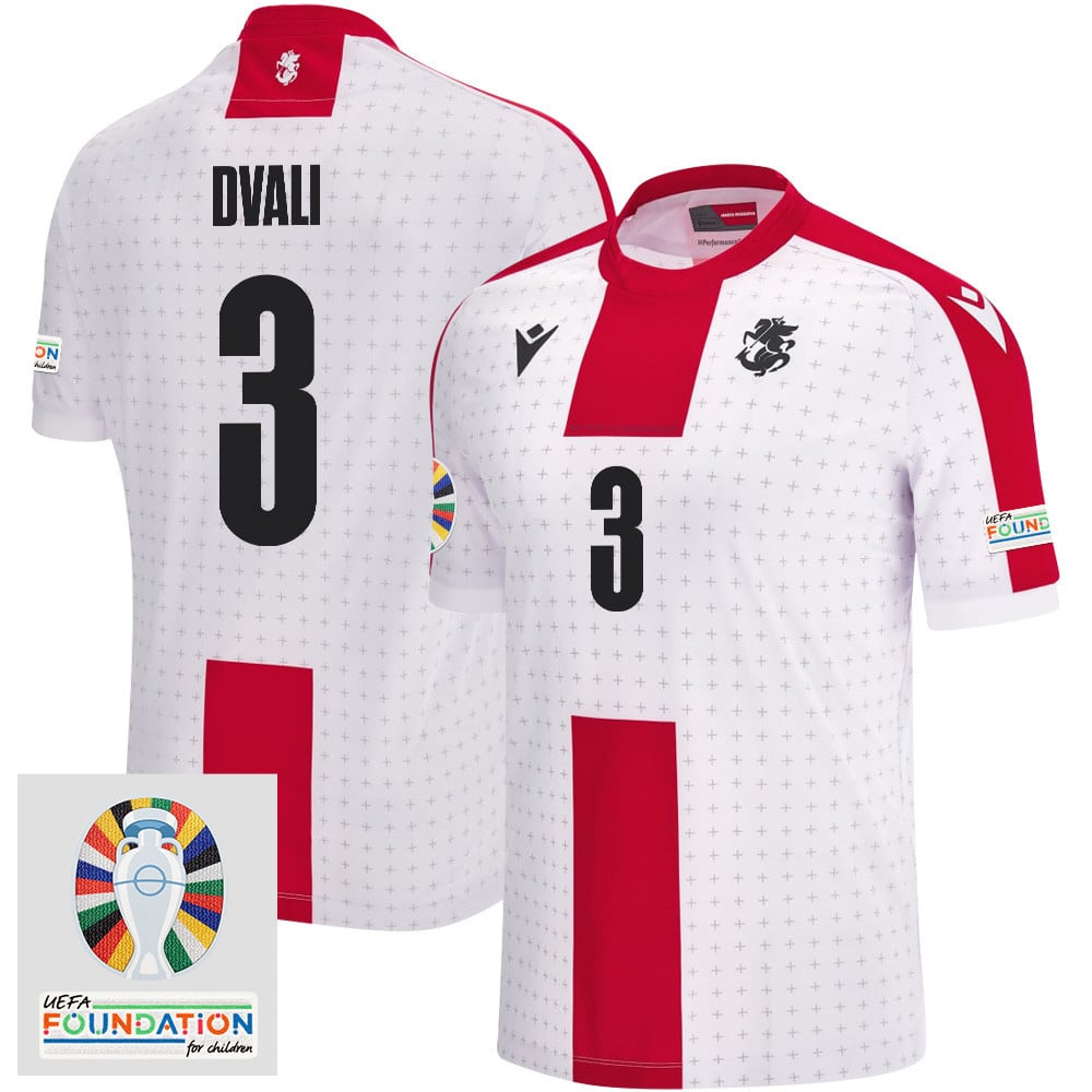 Lasha Dvali 3 Georgia National Team 2024 Euro & Foundation Patch Home Men Jersey - White
