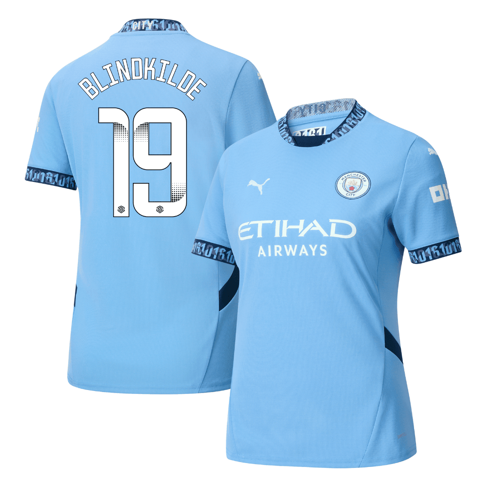 Laura Blindkilde 19 Manchester City 2024/25 Women's Team Home Women Jersey - Light Blue
