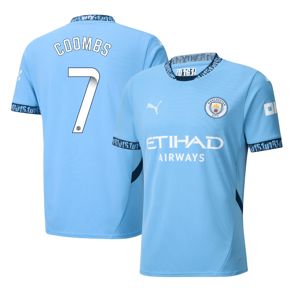 Laura Coombs 7 Manchester City 2024/25 Women's Team Home Men Jersey - Light Blue