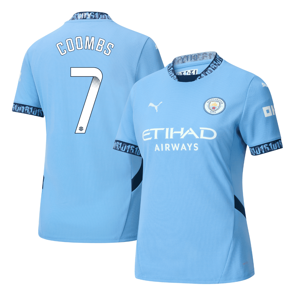 Laura Coombs 7 Manchester City 2024/25 Women's Team Home Women Jersey - Light Blue