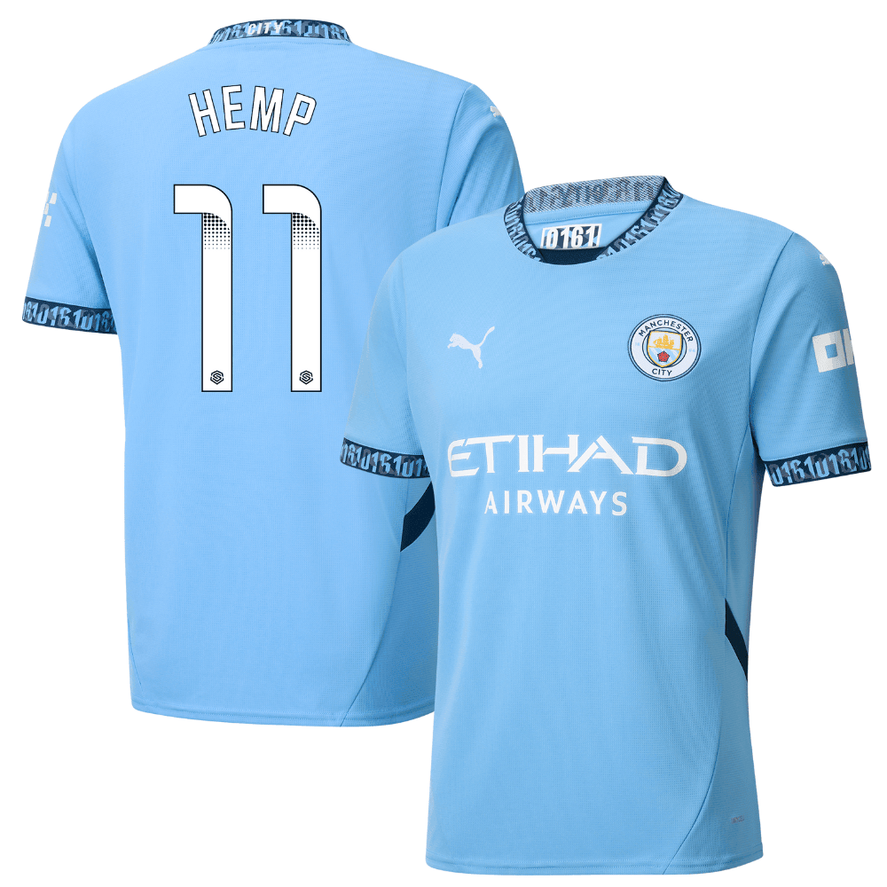 Lauren Hemp 11 Manchester City 2024/25 Women's Team Home Men Jersey - Light Blue
