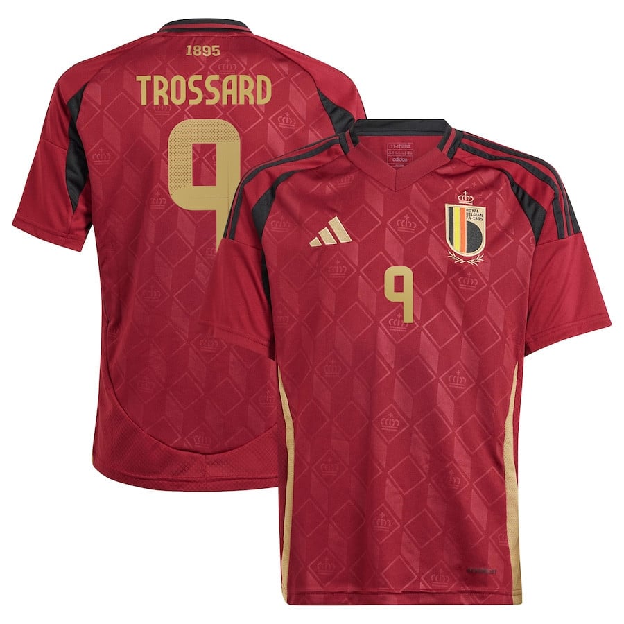 Leandro Trossard 9 Belgium National Team 2024 Home YOUTH Jersey - Burgundy