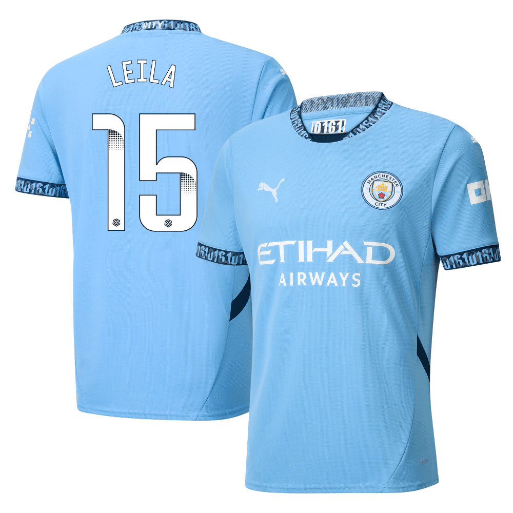 Leila Ouahabi 15 Manchester City 2024/25 Women's Team Home Men Jersey - Light Blue