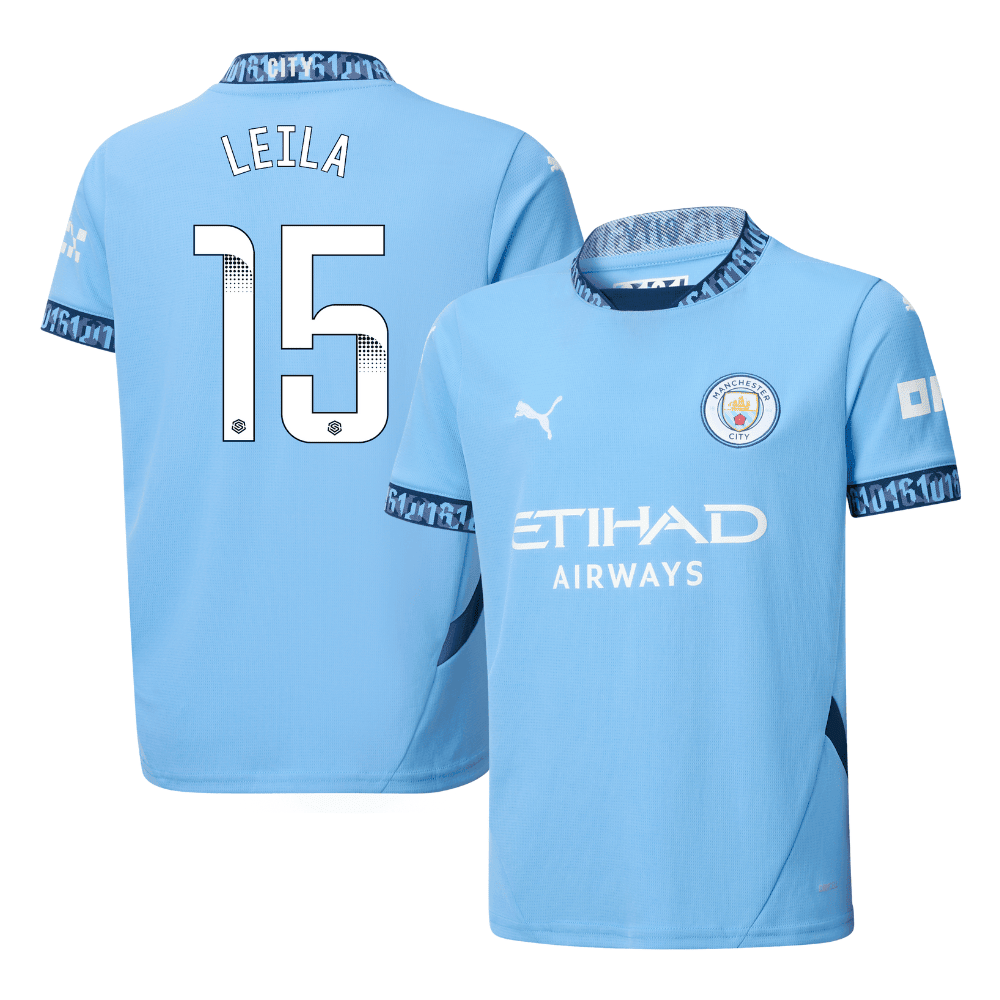 Leila Ouahabi 15 Manchester City 2024/25 Women's Team Home YOUTH Jersey - Light Blue