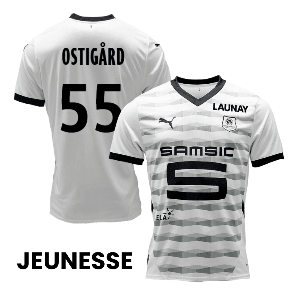 Leo Skiri Østigård 55 Stade Rennais F.C. 2024/25 Away YOUTH Jersey - White