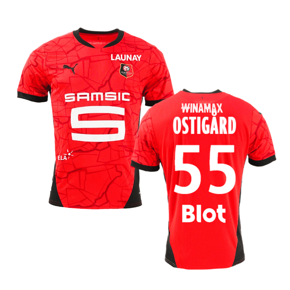 Leo Skiri Østigård 55 Stade Rennais F.C. 2024/25 Home Men Jersey - Red