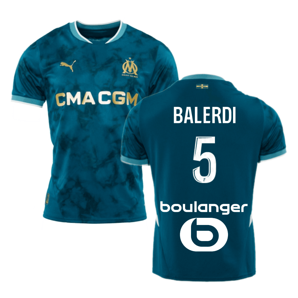 Leonardo Balerdi 5 Olympique de Marseille 2024/25 Away Men Jersey - Turquoise Blue