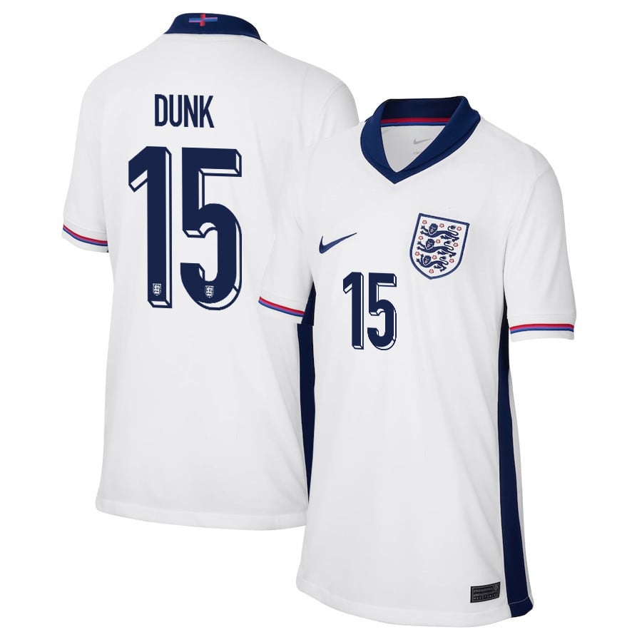Lewis Dunk 15 England 2024/25 Home Stadium Football YOUTH Jersey - White