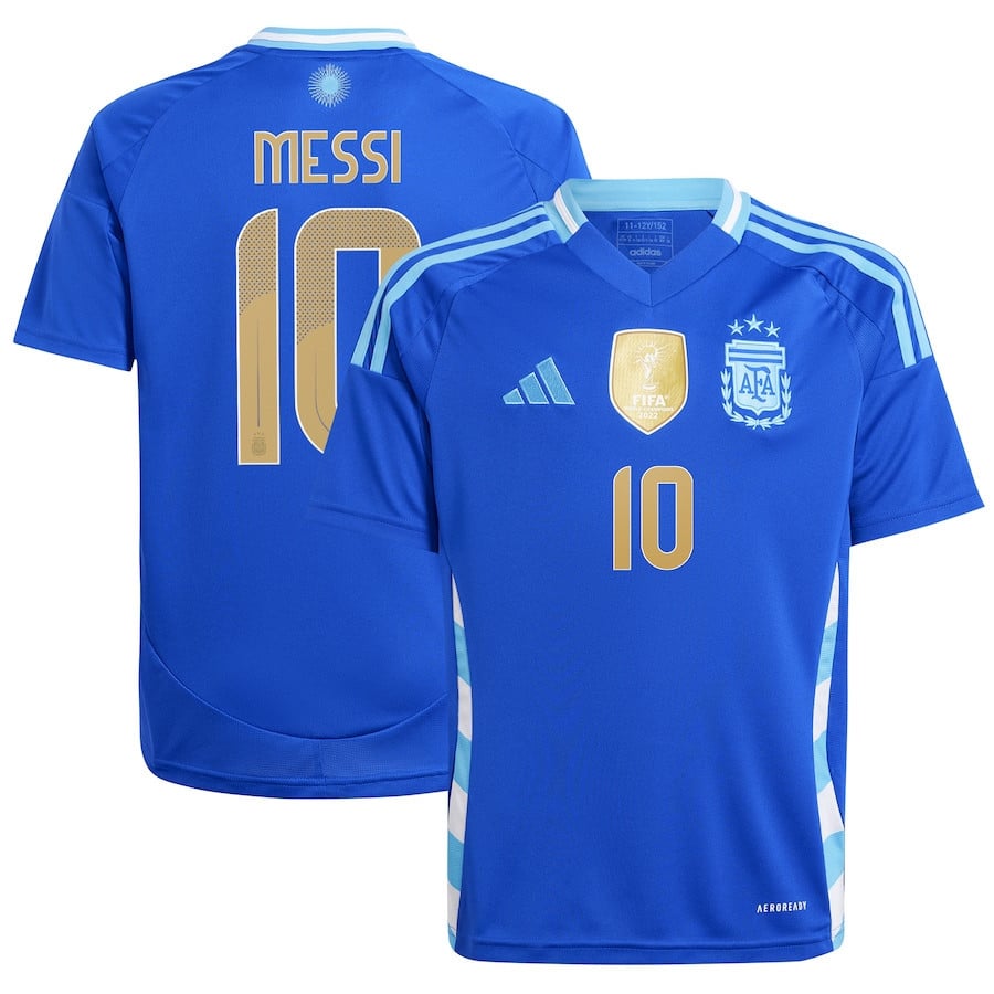 Lionel Messi 10 Argentina National Team 2024 Away YOUTH Jersey - Blue