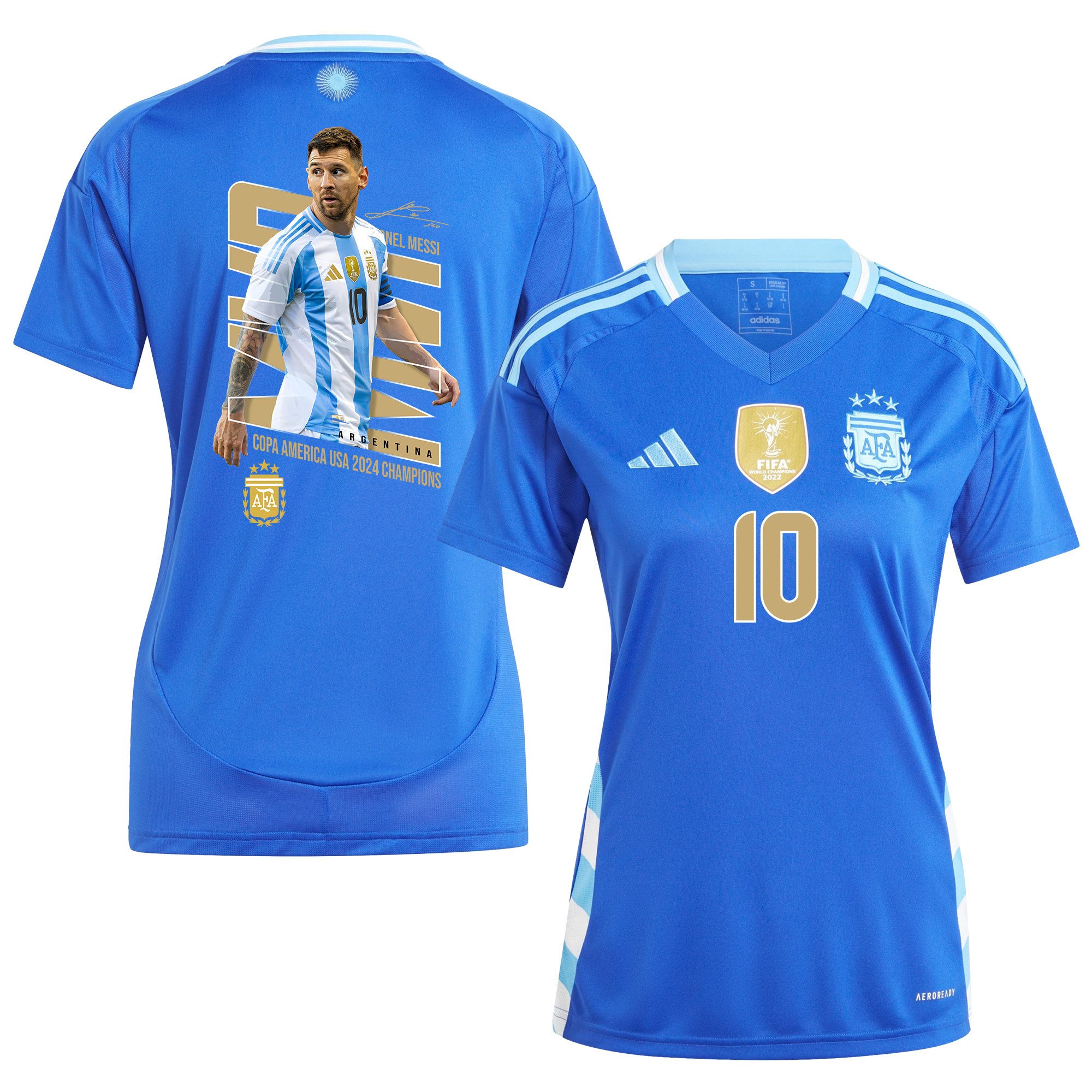 Lionel Messi 10 Atomic Flea Argentina 2024/25 Away Women Jersey - Blue