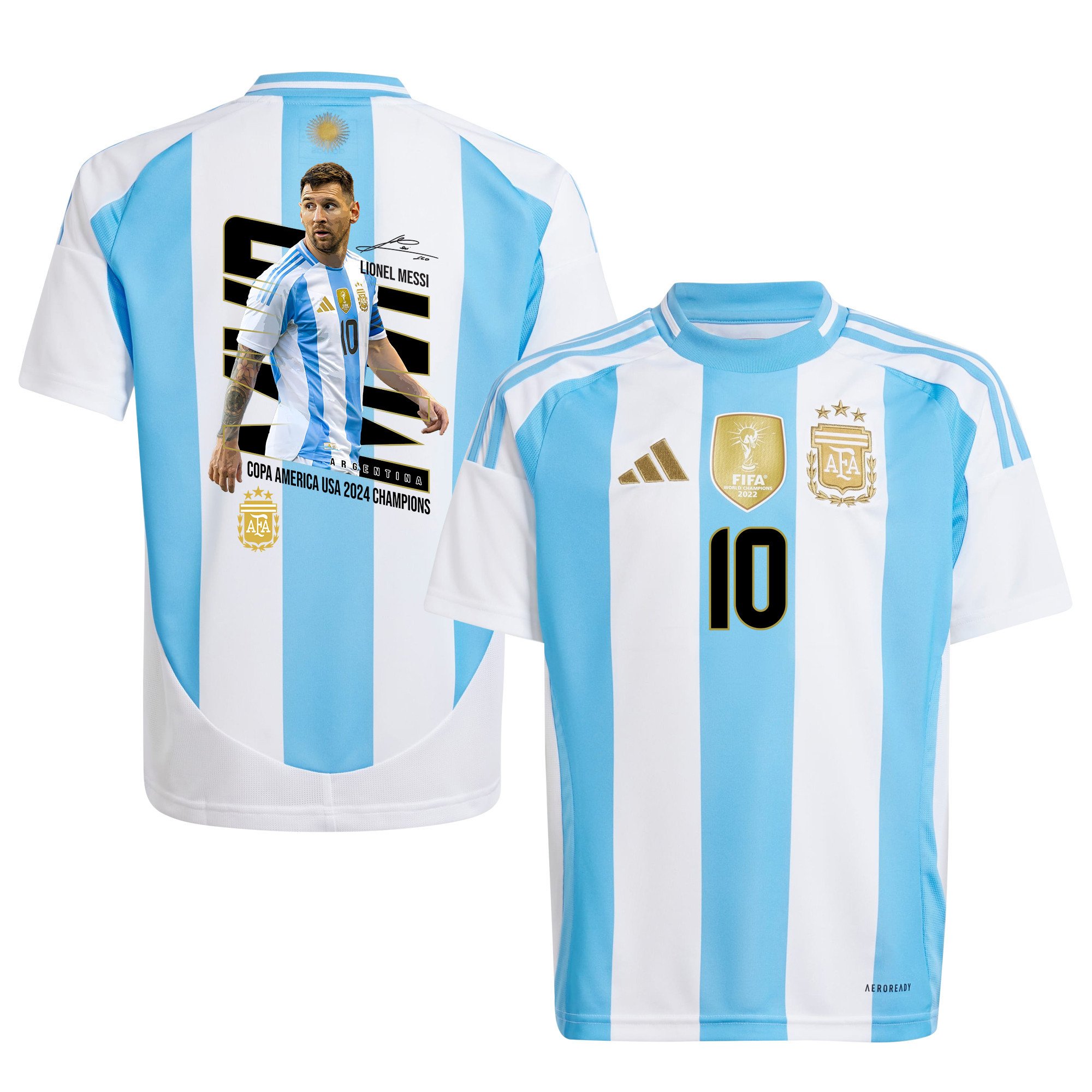 Lionel Messi 10 Atomic Flea Argentina 2024/25 Home YOUTH Jersey - White