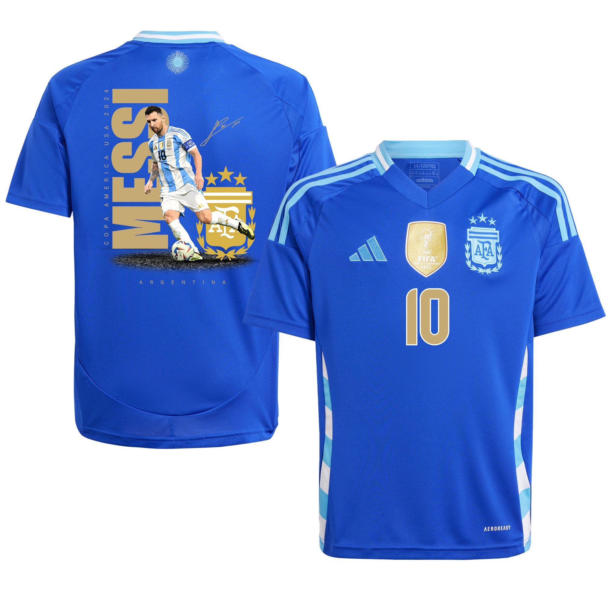 Lionel Messi 10 La Pulga Argentina 2024/25 Away YOUTH Jersey - Blue