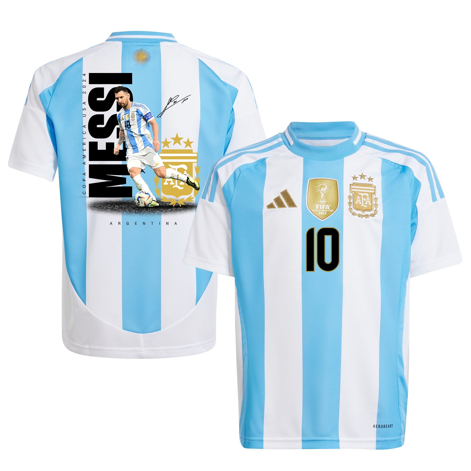 Lionel Messi 10 La Pulga Argentina 2024/25 Home YOUTH Jersey - White