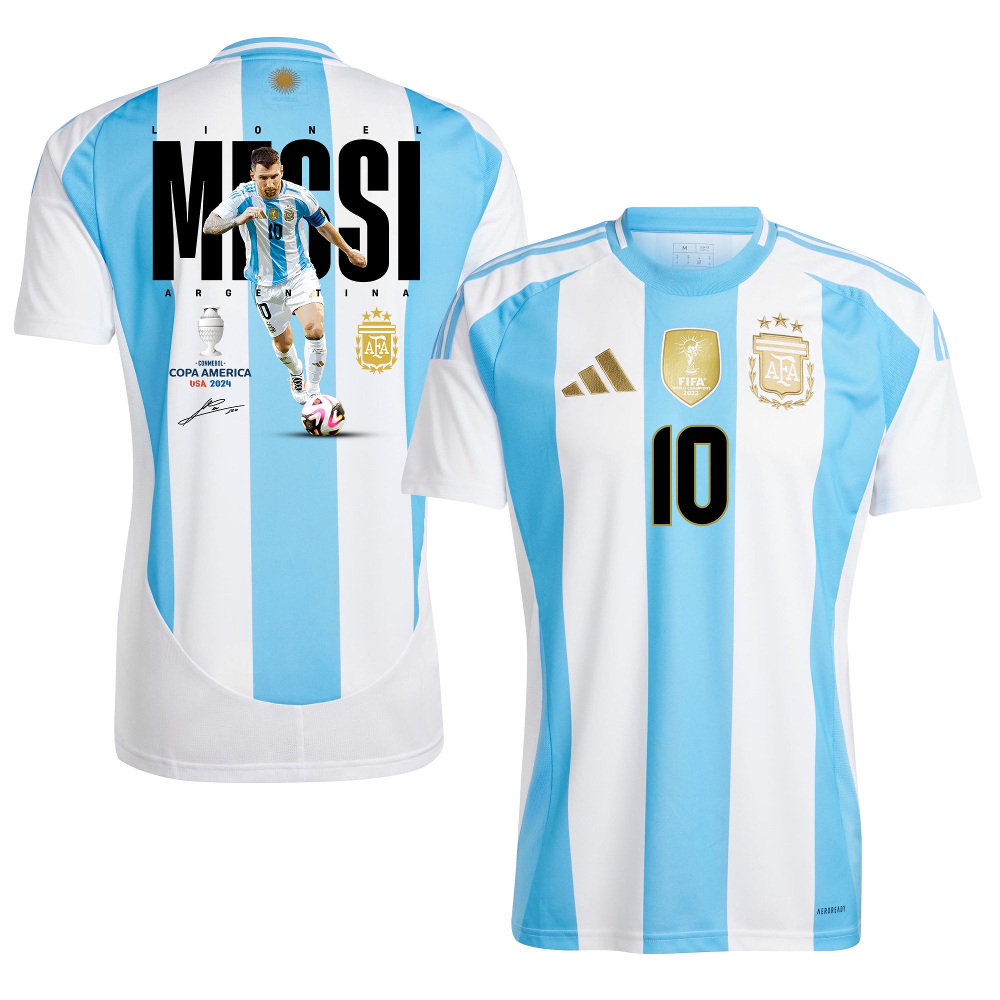 Lionel Messi 10 La Pulga Atomica Argentina 2024/25 Home Men Jersey - White