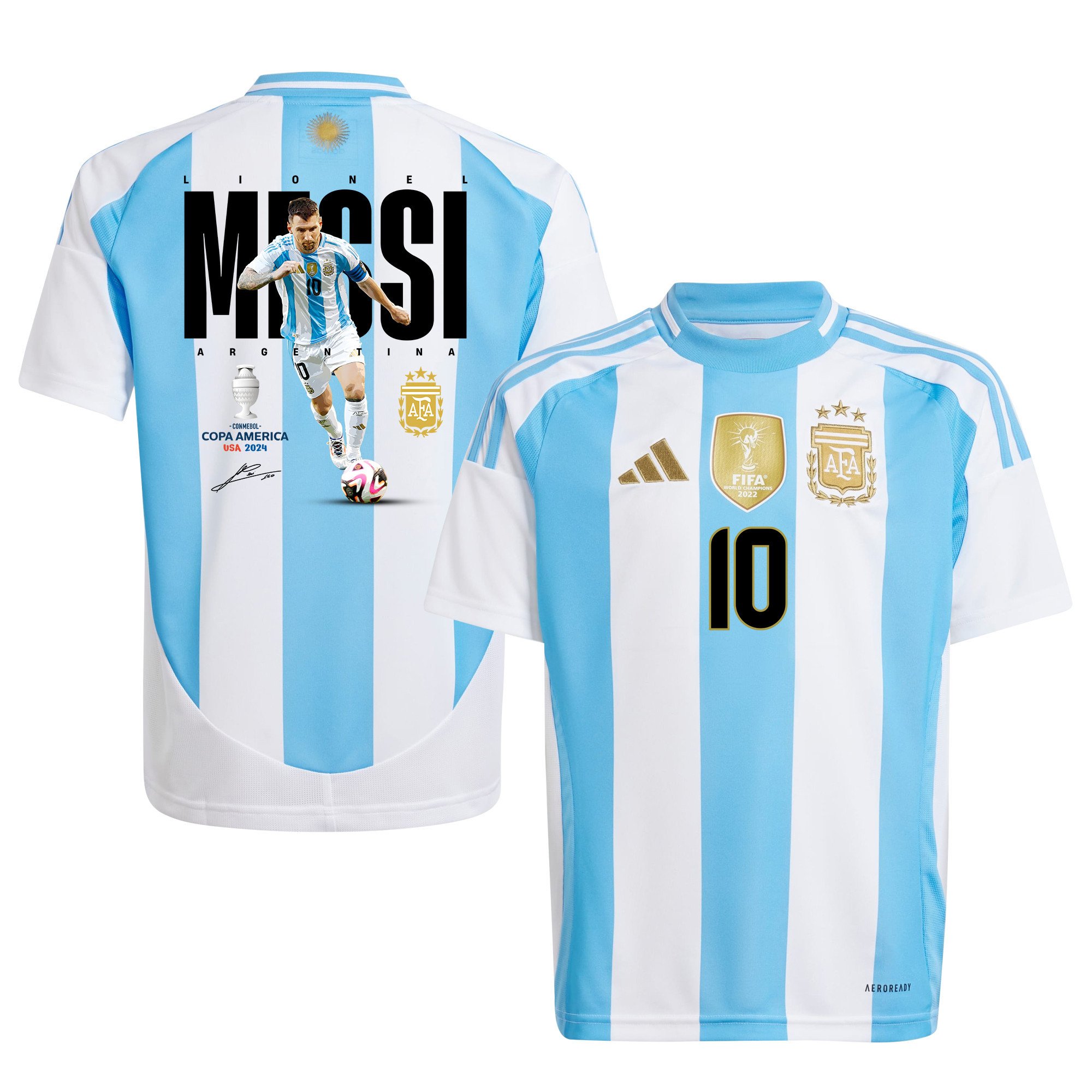 Lionel Messi 10 La Pulga Atomica Argentina 2024/25 Home YOUTH Jersey - White