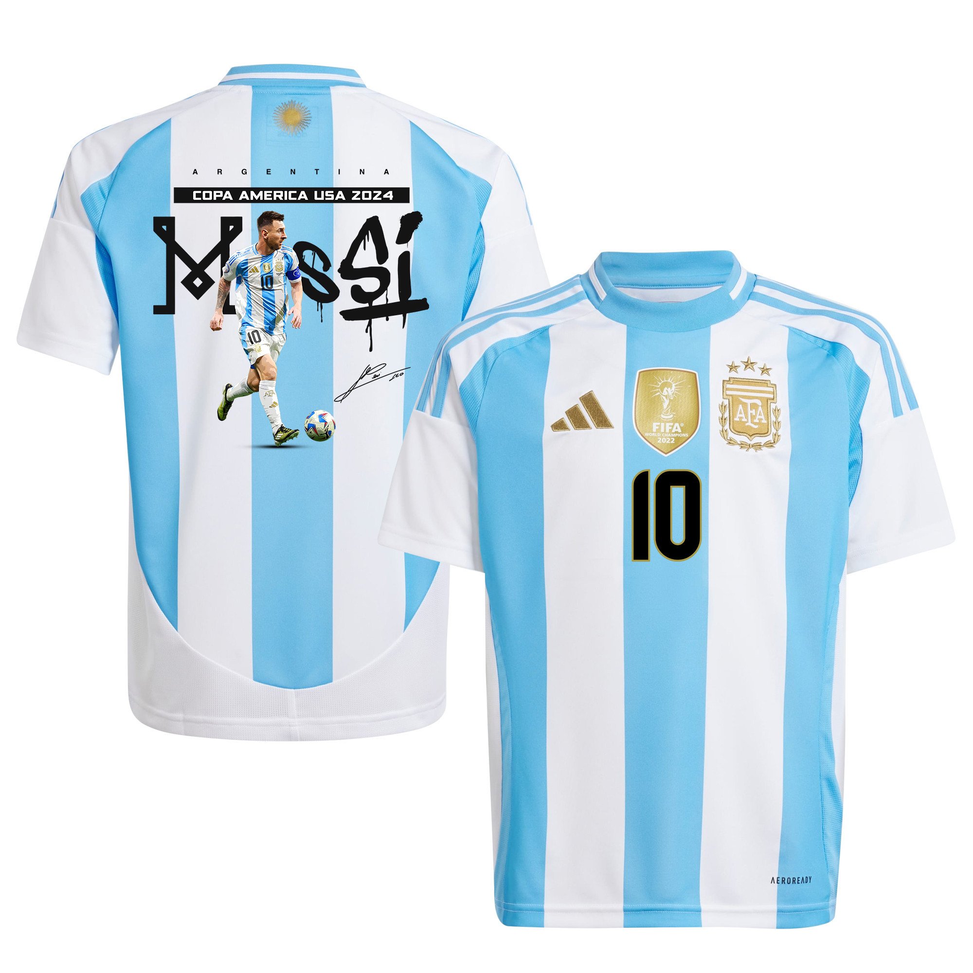 Lionel Messi 10 Messidona Argentina 2024/25 Home YOUTH Jersey - White