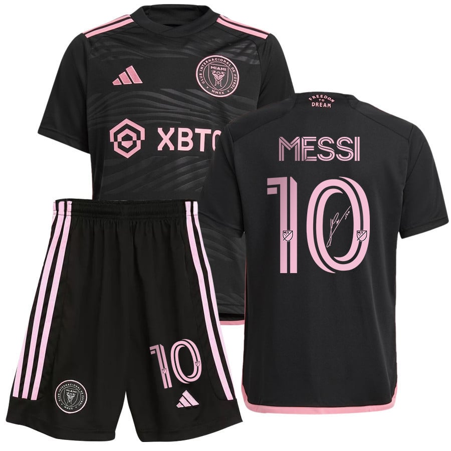 Lionel Messi 10 Signed Inter Miami CF Away Youth Kit Jersey - Black