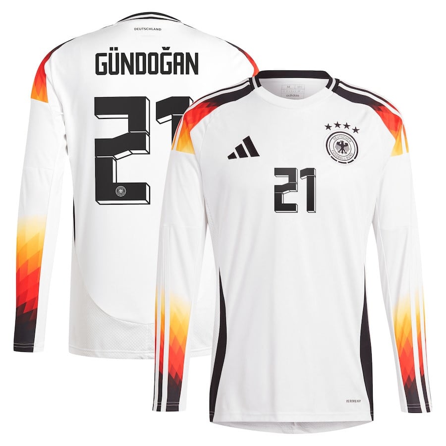 İlkay Gündoğan 21 Germany National Team 2024 Home Long Sleeve Men Jersey - White