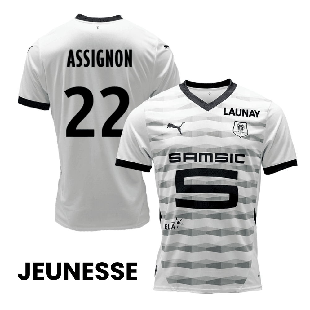 Lorenz Assignon 22 Stade Rennais F.C. 2024/25 Away YOUTH Jersey - White