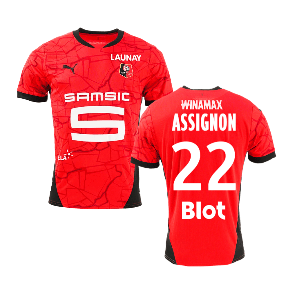 Lorenz Assignon 22 Stade Rennais F.C. 2024/25 Home Men Jersey - Red