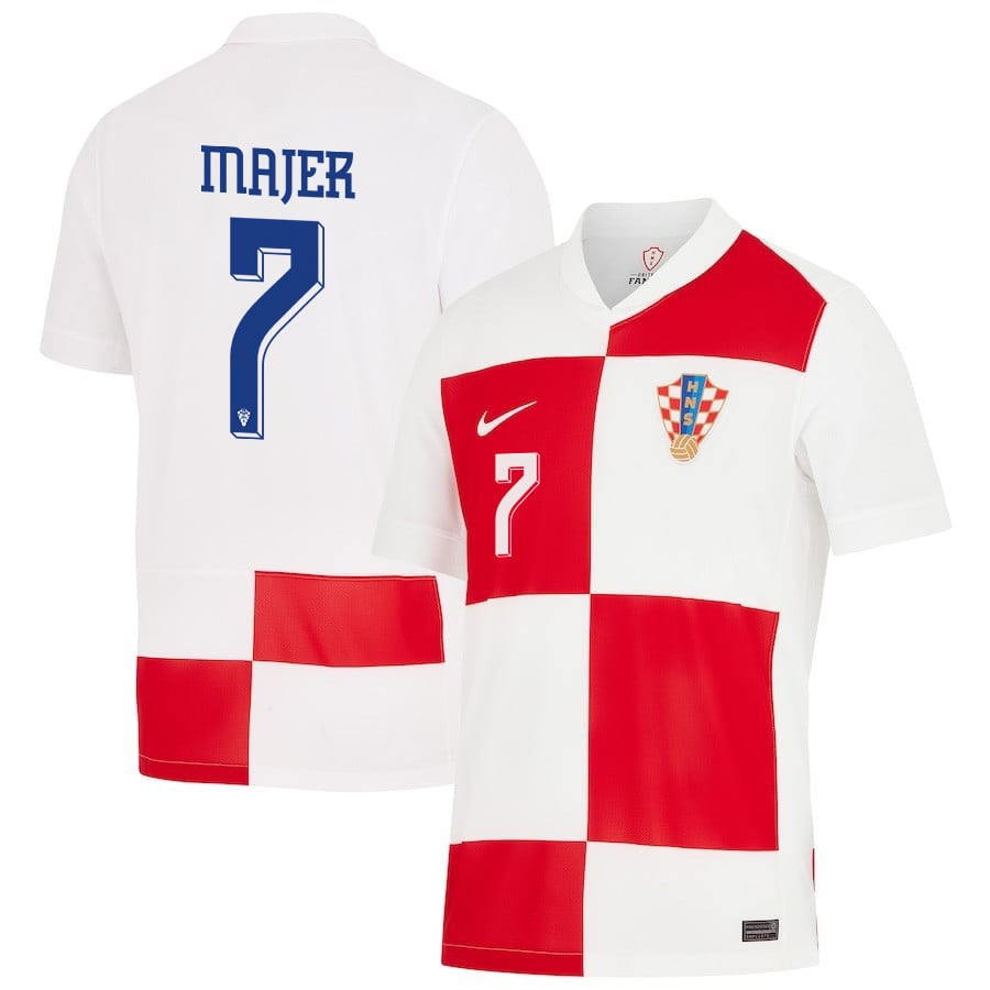 Lovro Majer 7 Croatia National Team 2024 Home Men Jersey - White