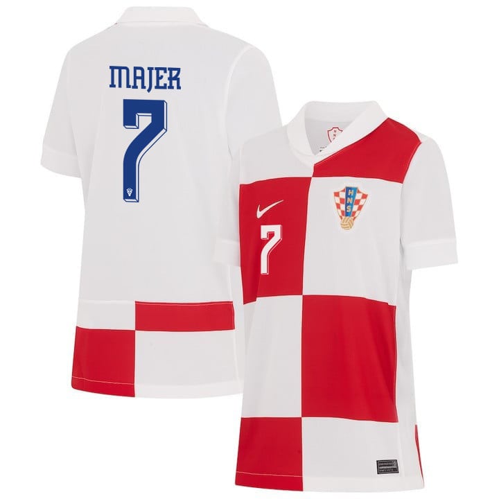 Lovro Majer 7 Croatia National Team 2024 Home YOUTH Jersey - White
