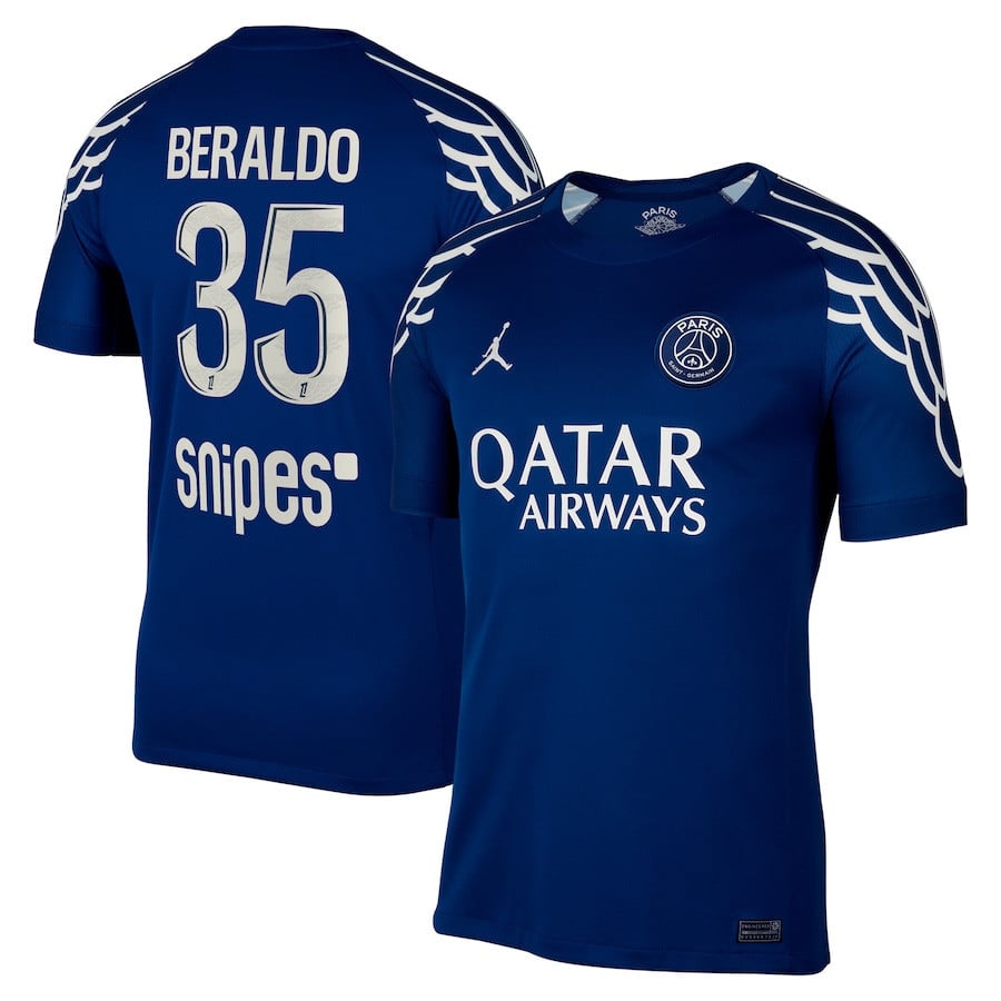 Lucas Beraldo 35 Paris Saint-Germain 2024/25 Fourth Men Jersey - Dark Blue