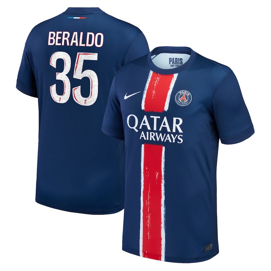 Lucas Beraldo 35 Paris Saint-Germain 2024/25 Home Men Jersey - Navy
