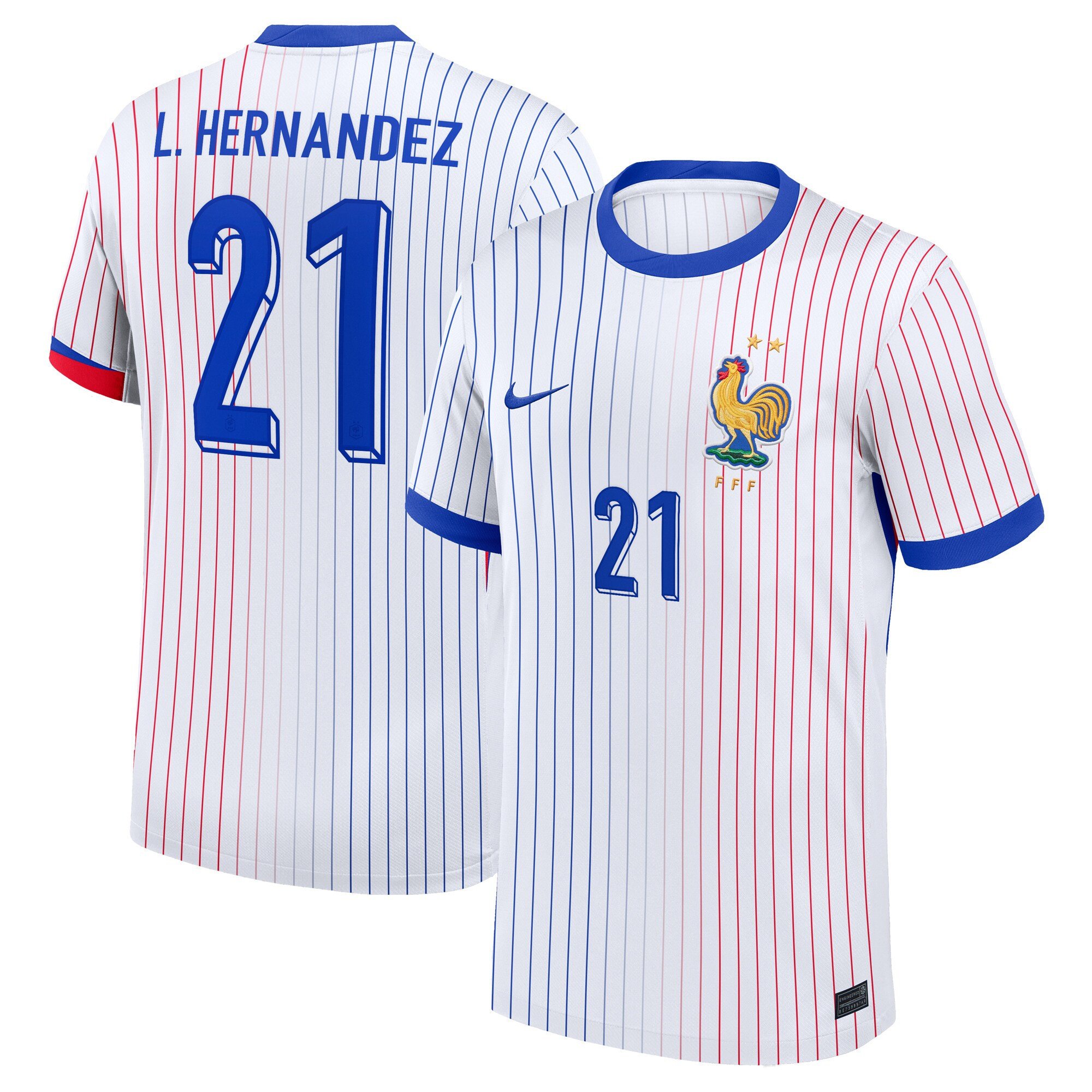 Lucas Hernandez 21 France 2024/25 Stadium Away Football Jersey - Men White