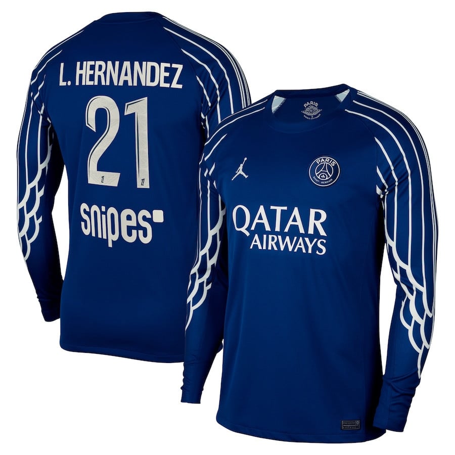 Lucas Hernandez 21 Paris Saint-Germain 2024/25 Fourth Long Sleeve Men Jersey - Dark Blue