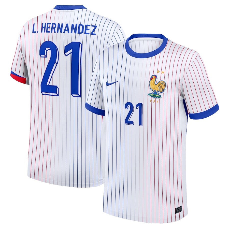 Lucas Hernández 21 France National Team 2024 Away YOUTH Jersey - White