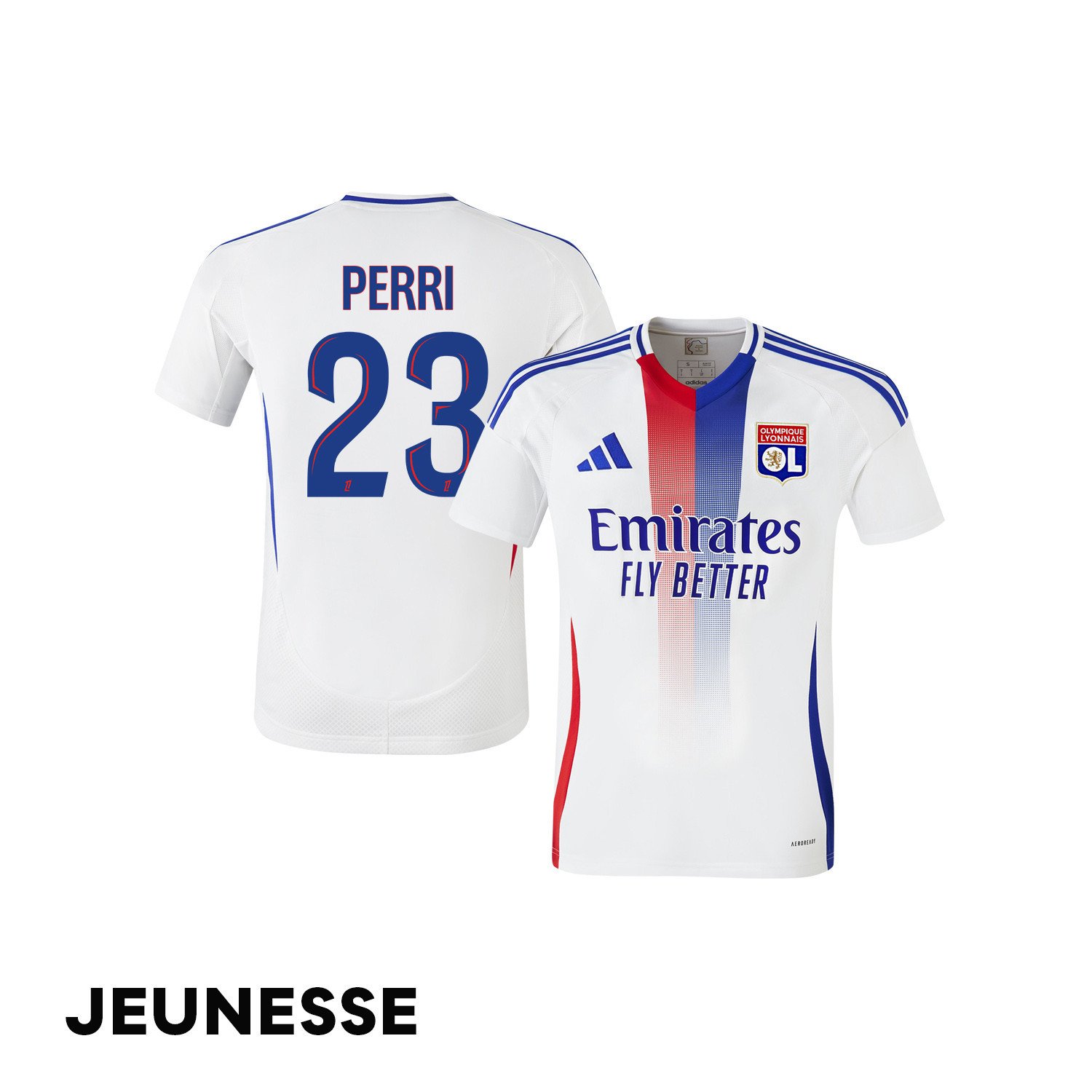 Lucas Perri 23 Olympique Lyonnais 2024/25 Home YOUTH Jersey - White