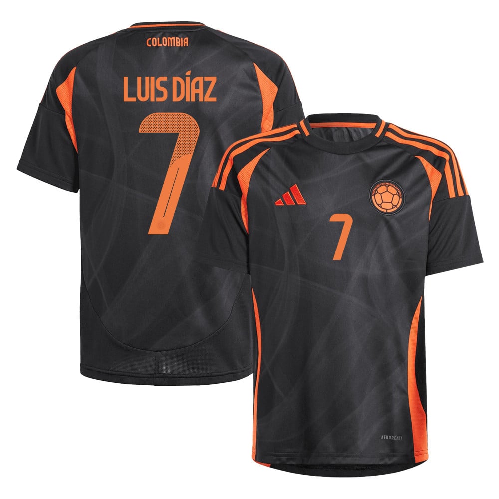 Luis Díaz 7 Colombia National Team 2024/25 Away YOUTH Jersey - Black