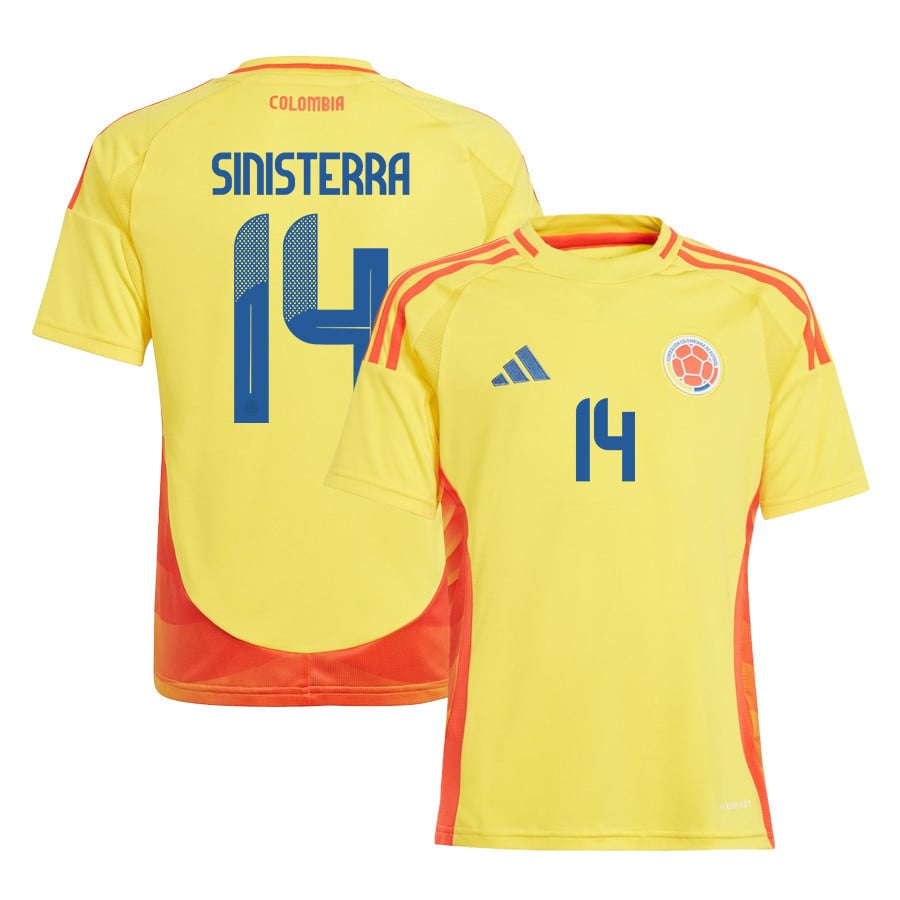 Luis Sinisterra 14 Colombia National Team 2024/25 Home YOUTH Jersey - Yellow