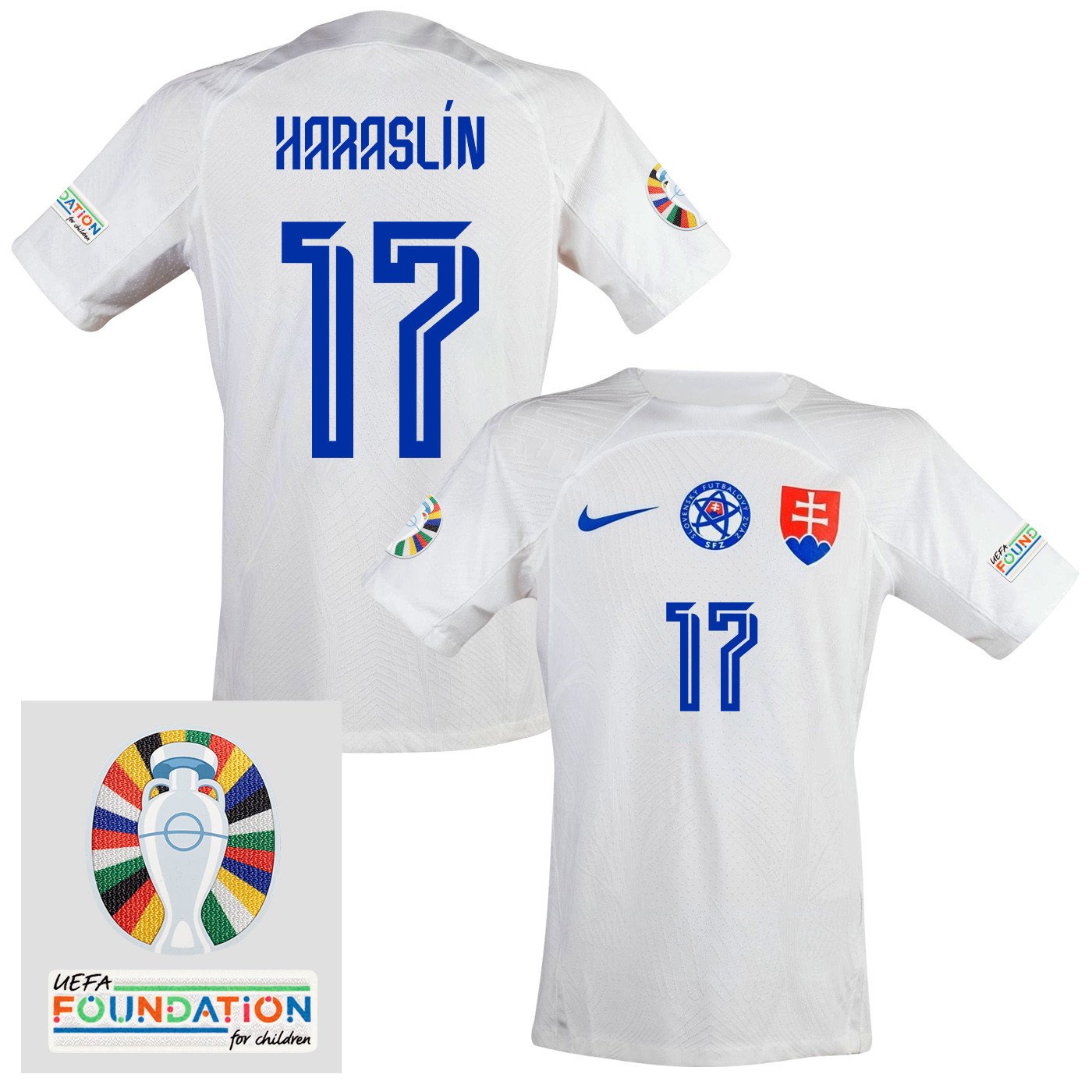Lukáš Haraslín 17 Slovakia National Team 2024 Euro & Foundation Patch Away Men Jersey - White