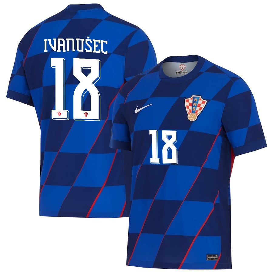 Luka Ivanušec 18 Croatia National Team 2024 Away Men Jersey - Blue