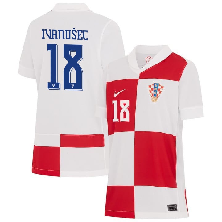 Luka Ivanušec 18 Croatia National Team 2024 Home YOUTH Jersey - White