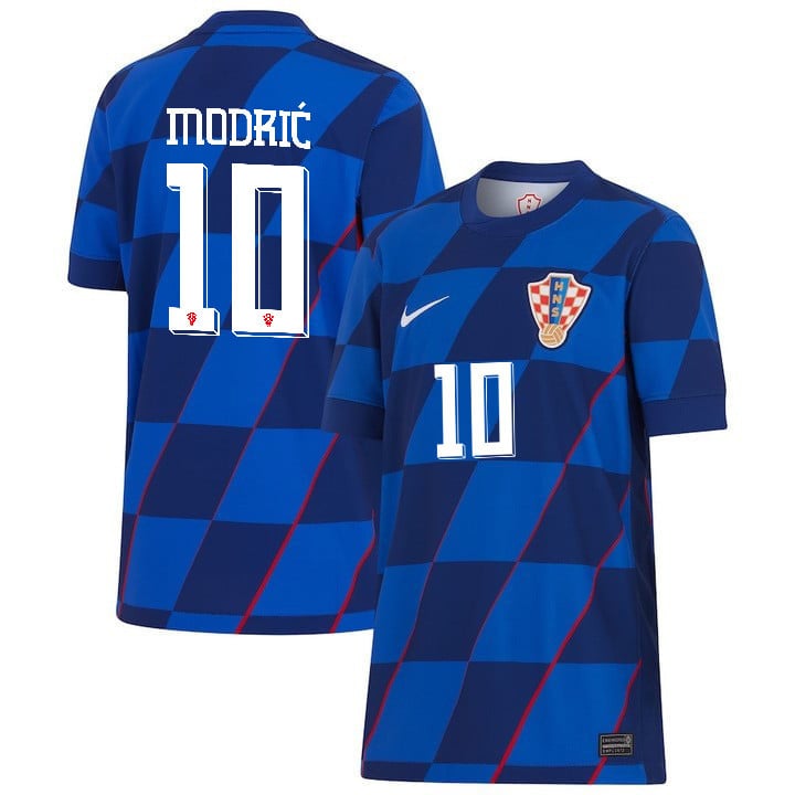 Luka Modrić 10 Croatia National Team 2024 Away YOUTH Jersey - Blue