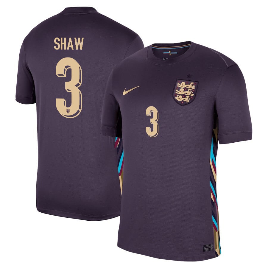 Luke Shaw 3 England 2024/25 Away Stadium Football Jersey - Men Purple