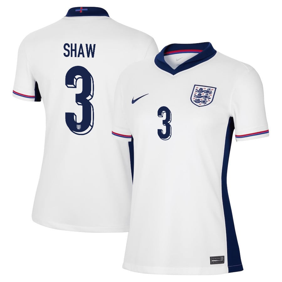 Luke Shaw 3 England 2024/25 Home Stadium Football Women Jersey - White