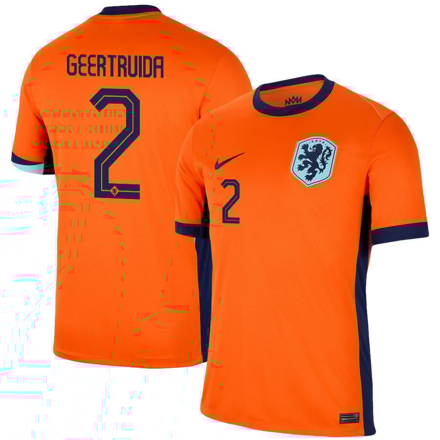 Lutsharel Geertruida 2 Netherlands National Team 2024/25 Home Men Jersey - Orange